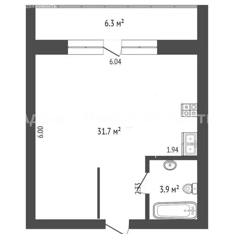 Квартира-студия: Тюмень, улица Газовиков, 33 (35.6 м) - Фото 0