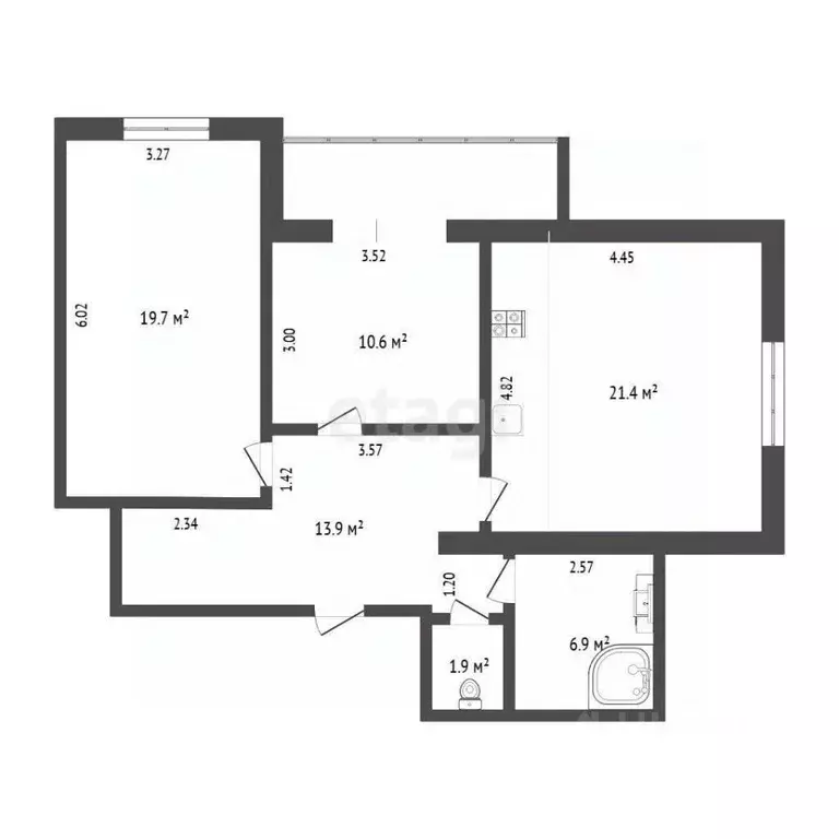 2-к кв. Тюменская область, Тюмень Холодильная ул., 142 (74.4 м) - Фото 1