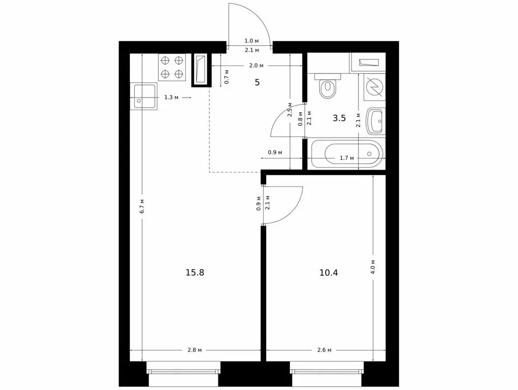 1-комнатная квартира: Москва, ЖК Полар, 1.5 (34.7 м) - Фото 1