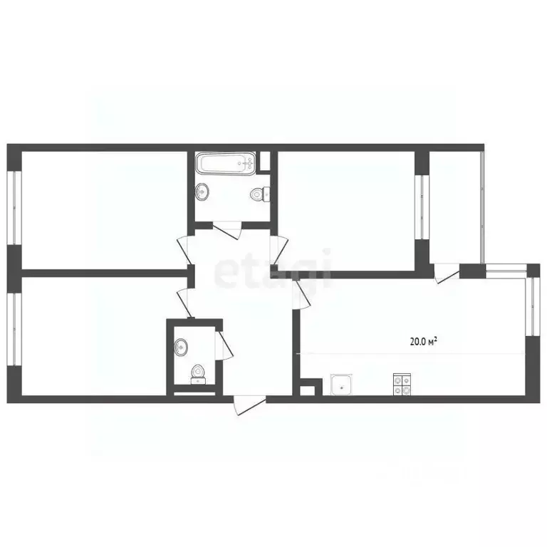 3-к кв. Тюменская область, Тюмень ул. Федюнинского, 30 (88.7 м) - Фото 2