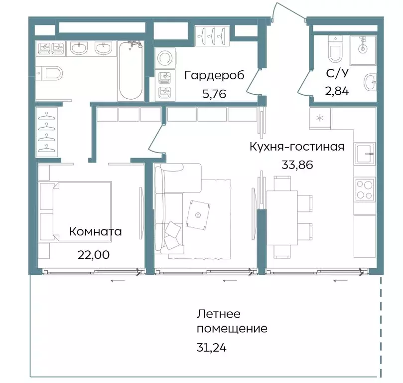 2-комнатная квартира: Республика Крым, Саки, курортный кластер Темпо ... - Фото 1
