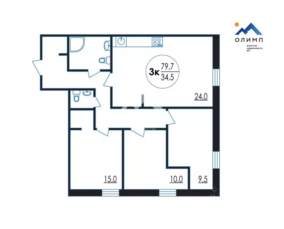 3-к кв. Ярославская область, Ярославль ул. Лисицына, 57 (79.7 м) - Фото 2