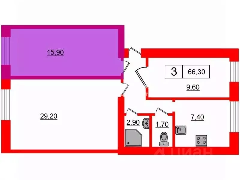 Комната Санкт-Петербург ул. Смолячкова, 14К2 (15.9 м) - Фото 1