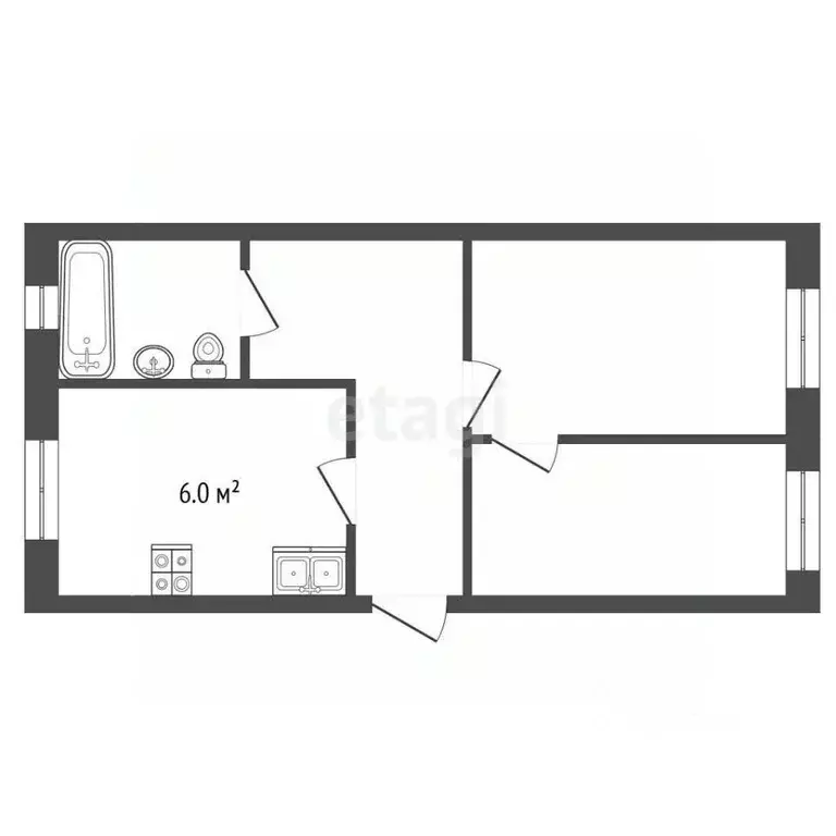 2-к кв. Вологодская область, Великий Устюг Гледенская ул., 12 (41.9 м) - Фото 2