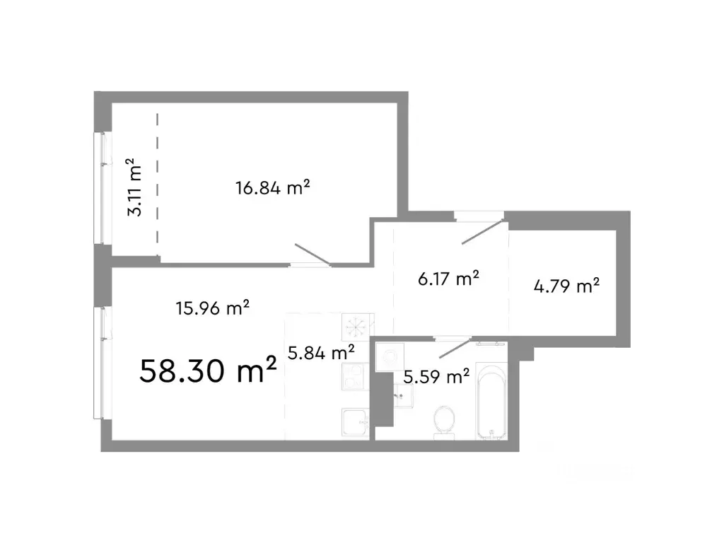 2-к кв. Челябинская область, Челябинск ул. Худякова, 18 (58.3 м) - Фото 0