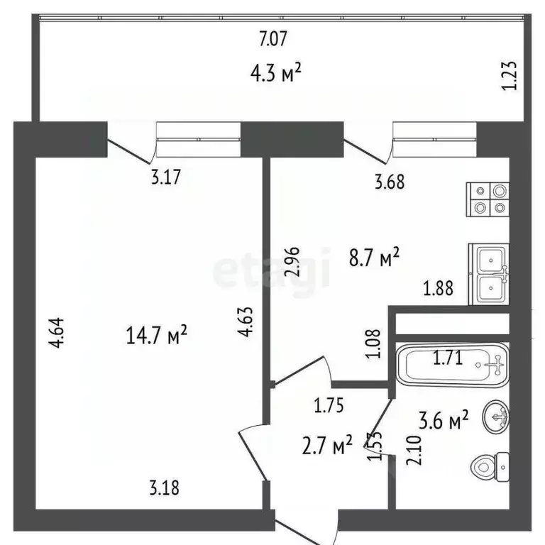 1-к кв. Марий Эл, Йошкар-Ола городской округ, с. Семеновка ул. ... - Фото 2