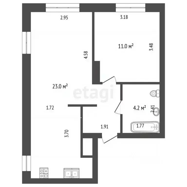 1-к кв. Тюменская область, Тюмень Новгородская ул., 20 (42.0 м) - Фото 1