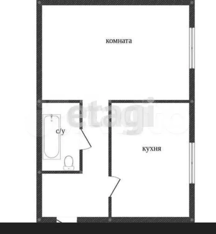 1-к. квартира, 32,1 м, 1/2 эт. - Фото 0