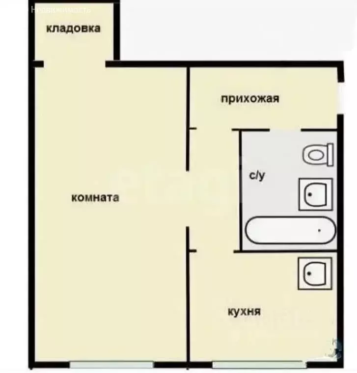 1-комнатная квартира: Новомосковск, Комсомольская улица, 42 (33 м) - Фото 1