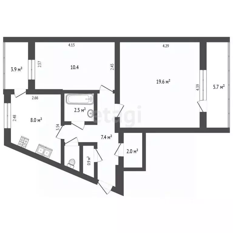 2-к кв. Севастополь просп. Генерала Острякова, 246 (56.5 м) - Фото 2