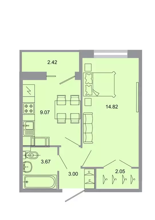 1-комнатная квартира: Бугры, Тихая улица, 13к3 (32.7 м) - Фото 0