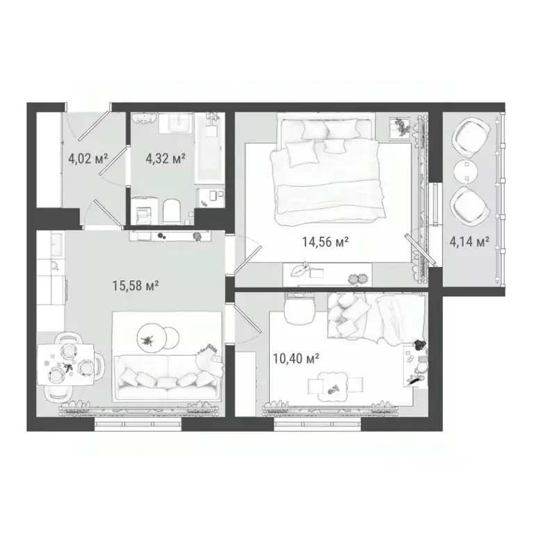 3-к кв. Томская область, Томск ул. Войкова, 51с7 (53.02 м) - Фото 0