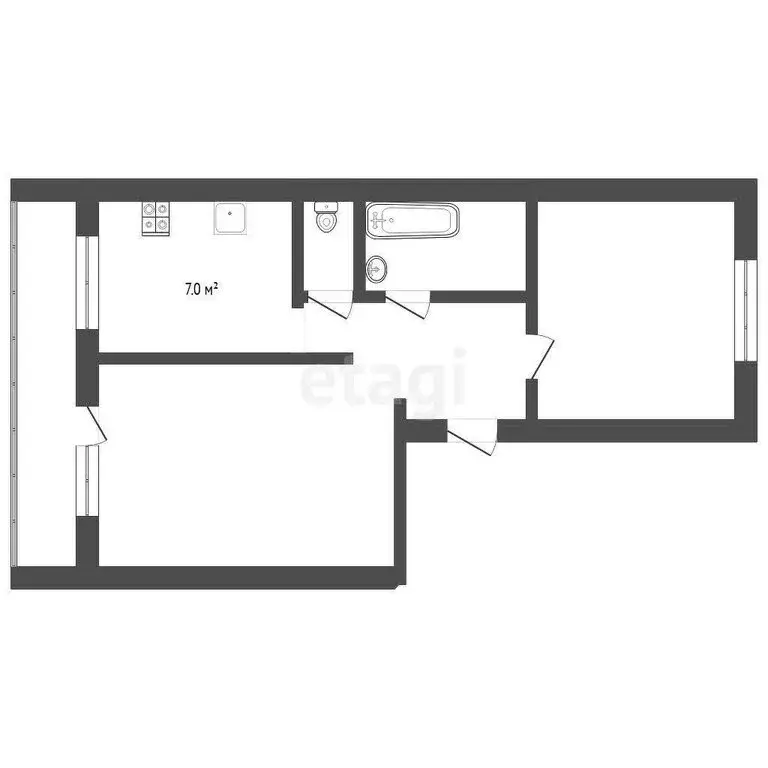 2-комнатная квартира: Тюмень, Уральская улица, 10 (47.3 м) - Фото 1