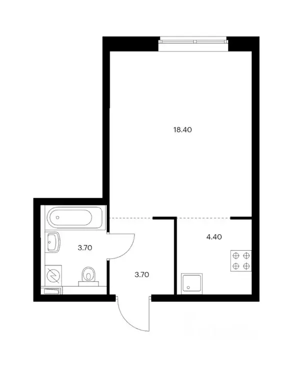 Студия Москва Очаковское ш., 9А (30.2 м) - Фото 1