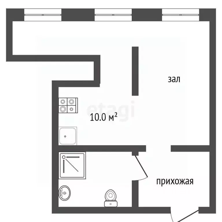Студия Белгородская область, Шебекино ул. Есенина, 1А (28.1 м) - Фото 2