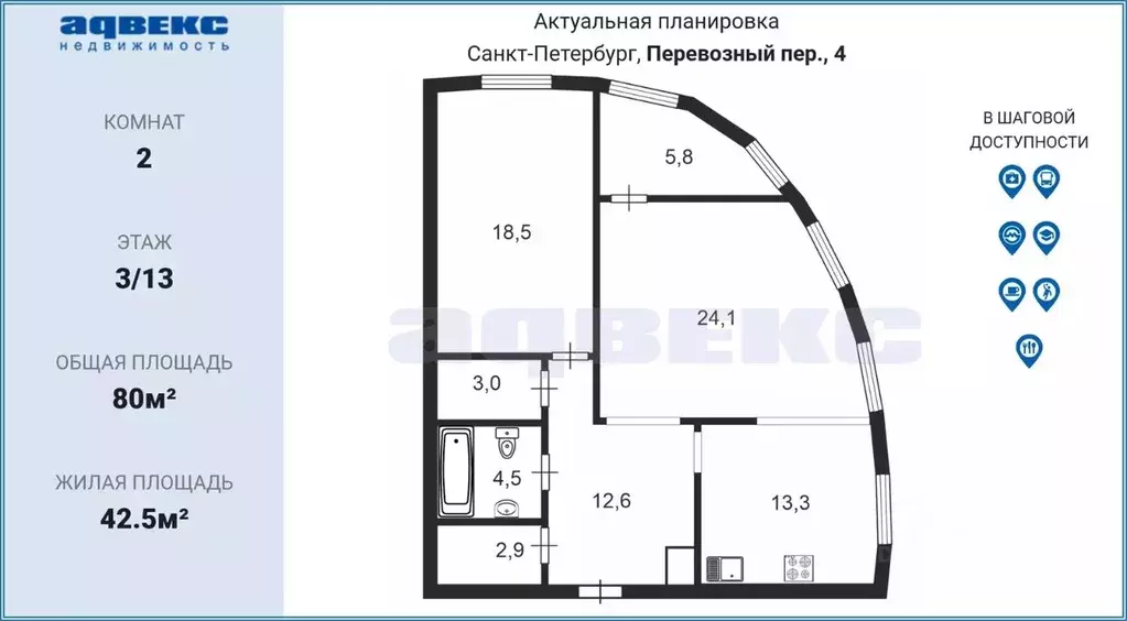 2-к кв. Санкт-Петербург Перевозный пер., 4 (80.0 м) - Фото 1