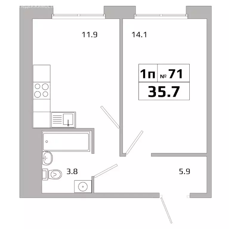 1-комнатная квартира: Иркутск, городок ИВАТУ (35.7 м) - Фото 1