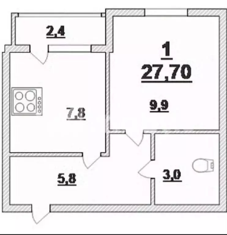 1-комнатная квартира: Пионерский, Октябрьская улица, 2к1 (26.6 м) - Фото 1