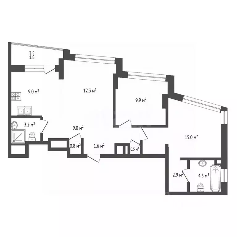 3-к кв. Москва Нагатинская наб., 4Бк2 (70.3 м) - Фото 2