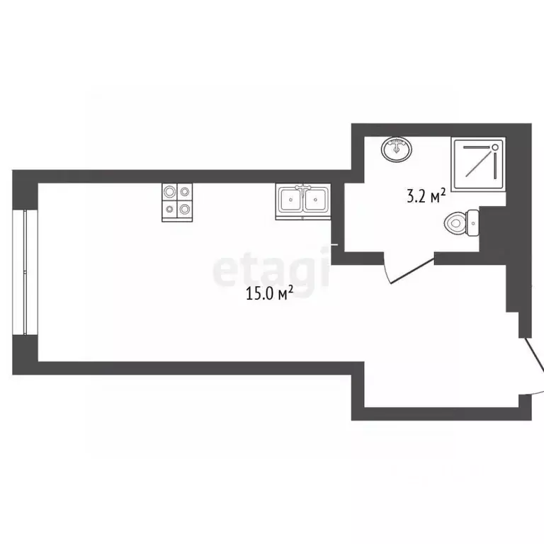 Студия Москва 2-я Тверская-Ямская ул., 18 (18.5 м) - Фото 2