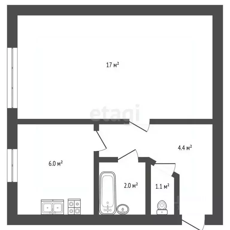 1-к кв. Санкт-Петербург Бухарестская ул., 72К2 (30.8 м) - Фото 2