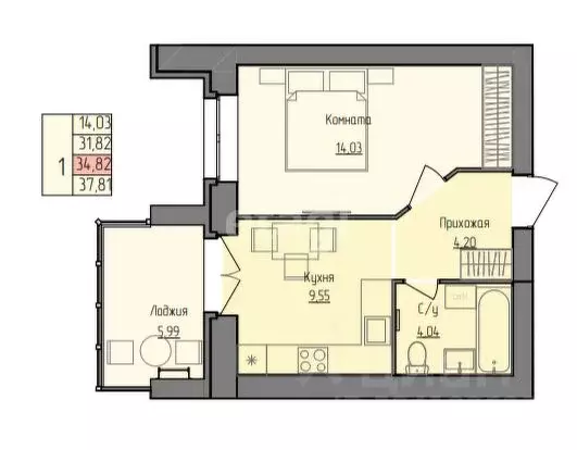 1-к кв. Ярославская область, Ярославль ул. Академика Колмогорова, 13к2 ... - Фото 1