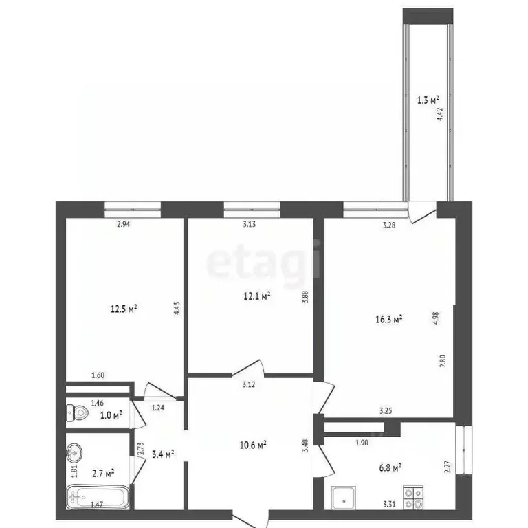 3-к кв. Калининградская область, Калининград Московский просп., 72 ... - Фото 2