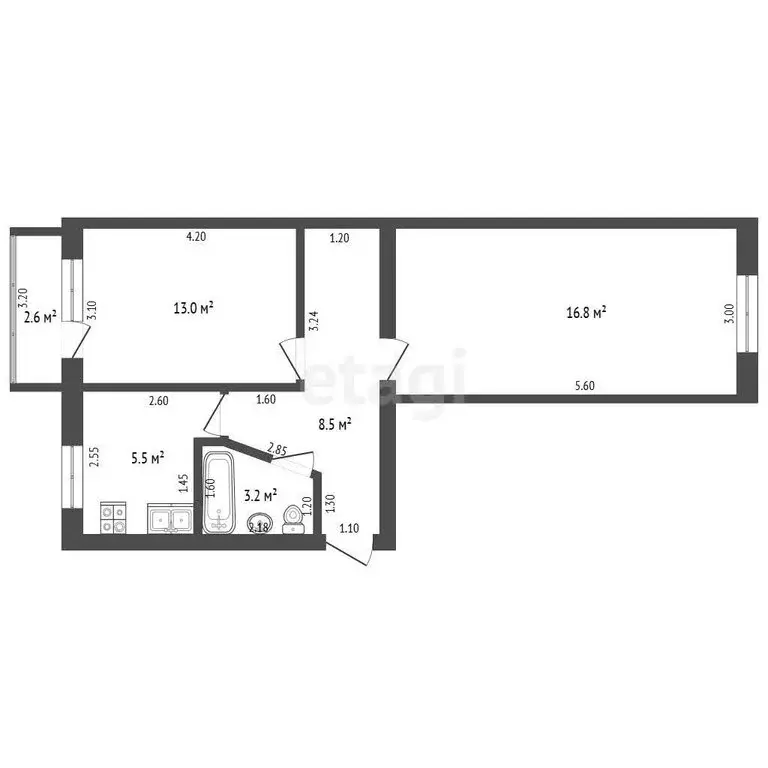2-комнатная квартира: Стерлитамак, улица Дружбы, 44 (47 м) - Фото 1