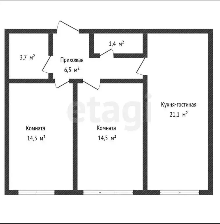 2-комнатная квартира: Новая Адыгея, Песочная улица, 1к5 (61.5 м) - Фото 0