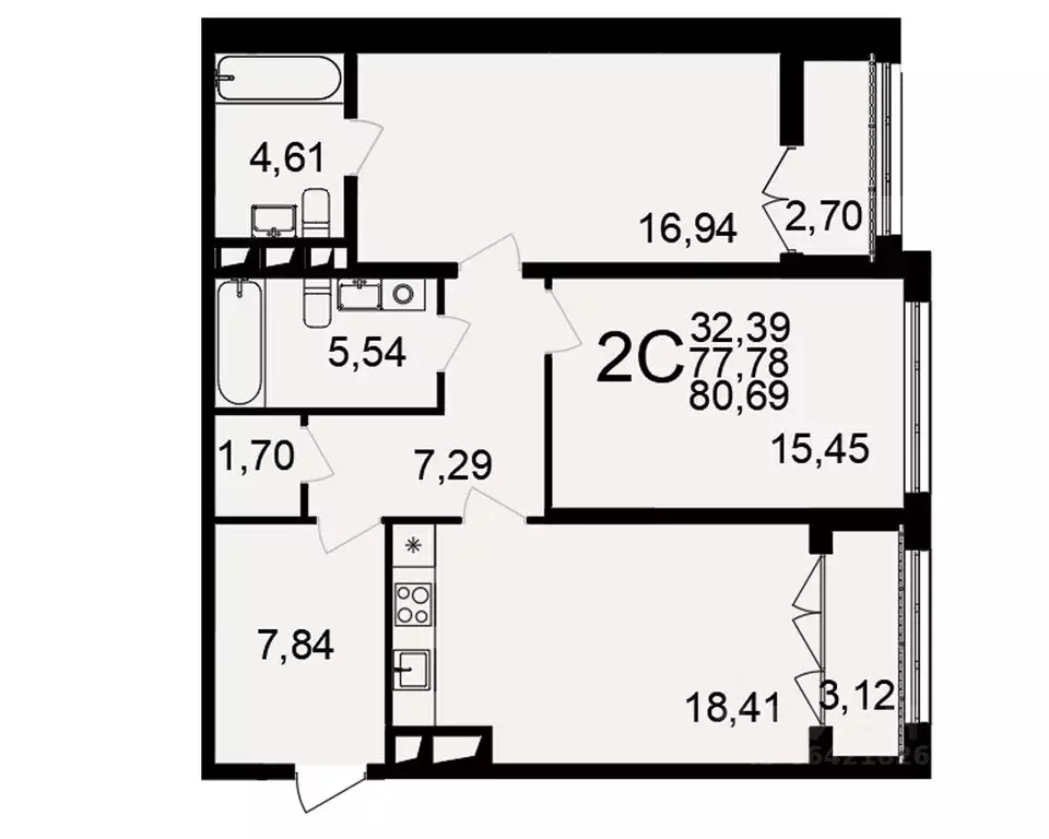 2-к кв. Тульская область, Тула пос. Горелки, Время жилой комплекс ... - Фото 1