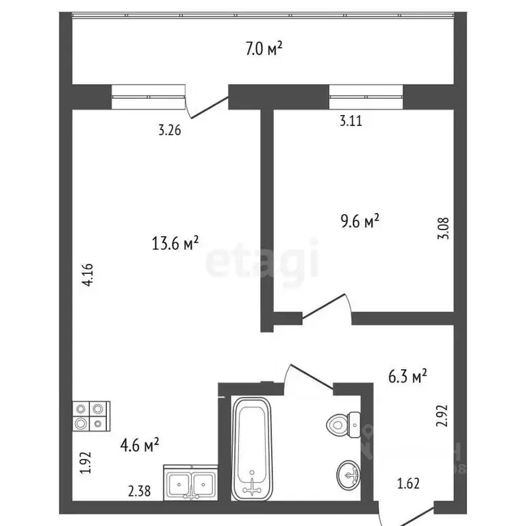 2-к кв. Коми, Сыктывкар Петрозаводская ул., 45 (45.1 м) - Фото 0