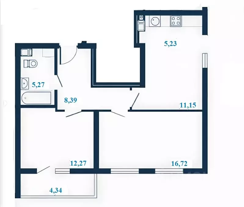 3-к кв. Волгоградская область, Волгоград ул. Клары Цеткин, 1А (59.03 ... - Фото 1