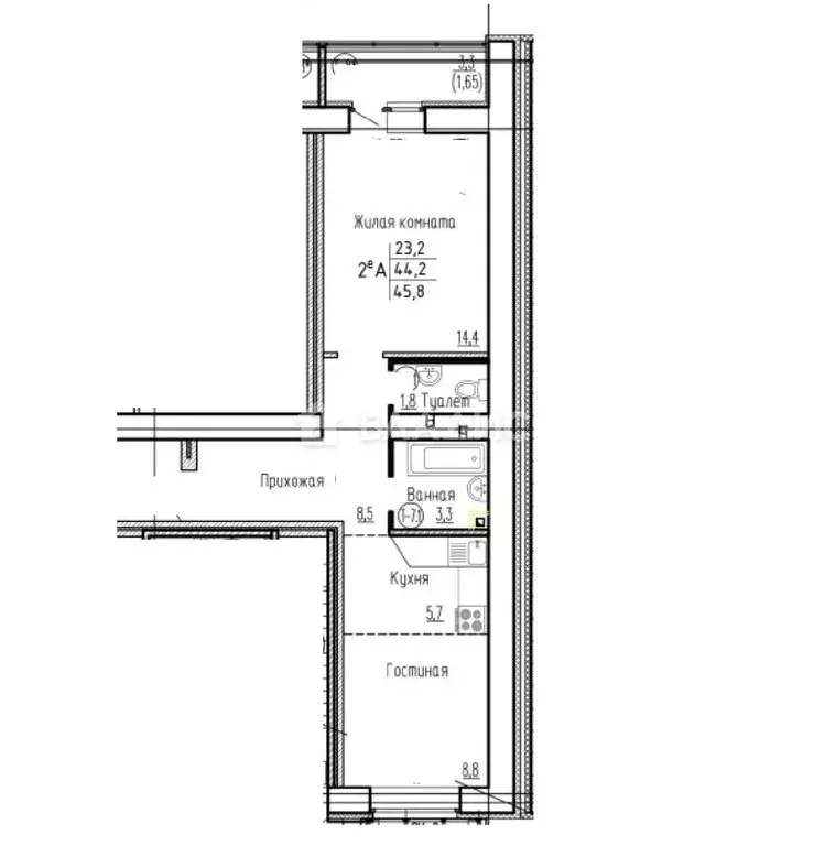 1-комнатная квартира: Засечное, улица Натальи Лавровой, 17 (46 м) - Фото 1