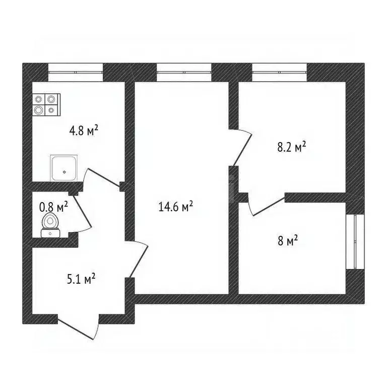 3-к кв. Нижегородская область, Нижний Новгород Солнечная ул., 4 (41.8 ... - Фото 2