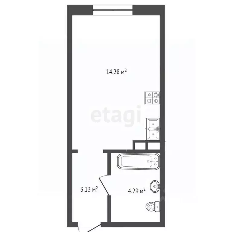 Студия Тюменская область, Тюмень ул. 9 Января, 160к1 (21.2 м) - Фото 2