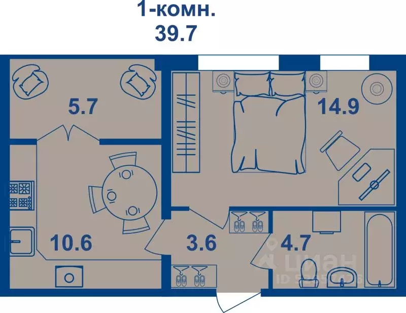 1-к кв. Костромская область, Кострома Магистральная ул., 71 (39.4 м) - Фото 1