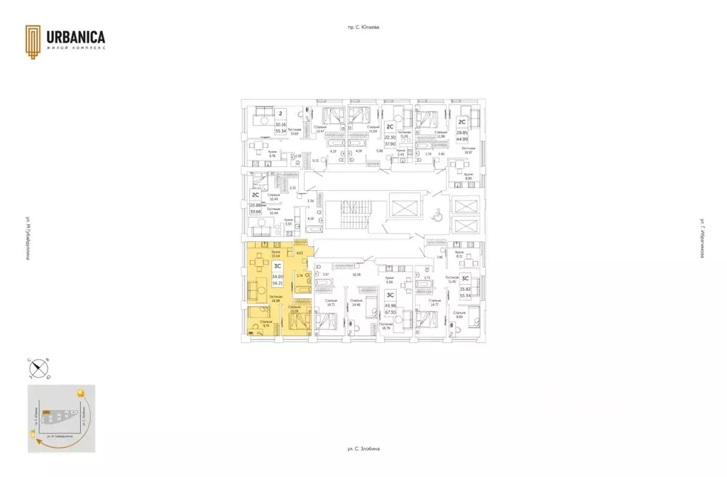 3-к кв. Башкортостан, Уфа ул. Художника Позднова, 13 (55.7 м) - Фото 2