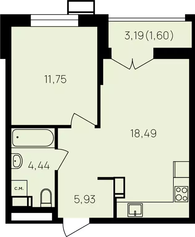 1-комнатная квартира: Обнинск, улица Славского, 10 (43.8 м) - Фото 0