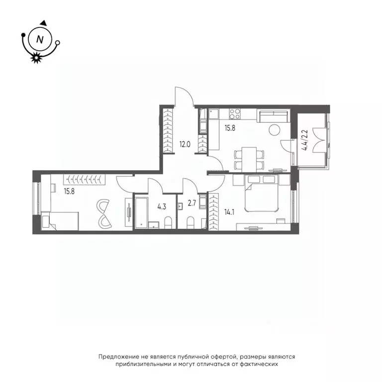 2-к кв. Омская область, Омск Зеленая река мкр, 14 (66.9 м) - Фото 0