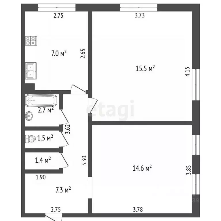 2-к кв. Башкортостан, Стерлитамак Уфимская ул., 35 (50.0 м) - Фото 2