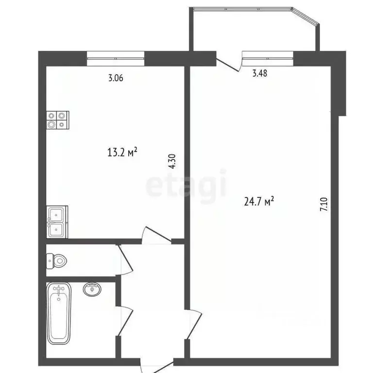 1-к кв. Тюменская область, Тюмень ул. Московский Тракт, 135к2 (46.0 м) - Фото 2