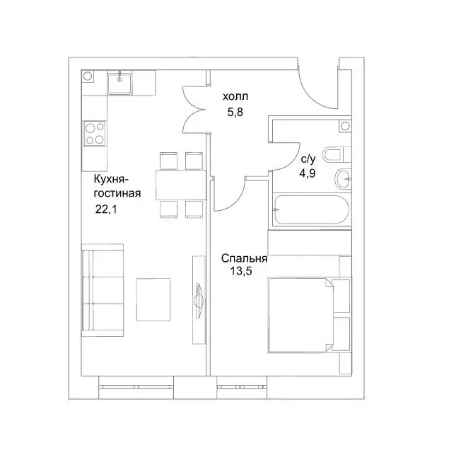 1-к кв. Москва Шелепихинская наб., 34к4 (46.0 м) - Фото 1