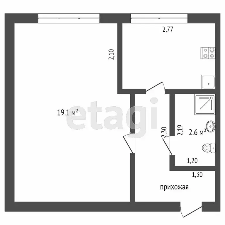 1-комнатная квартира: Ишим, улица Калинина, 110 (31.9 м) - Фото 0