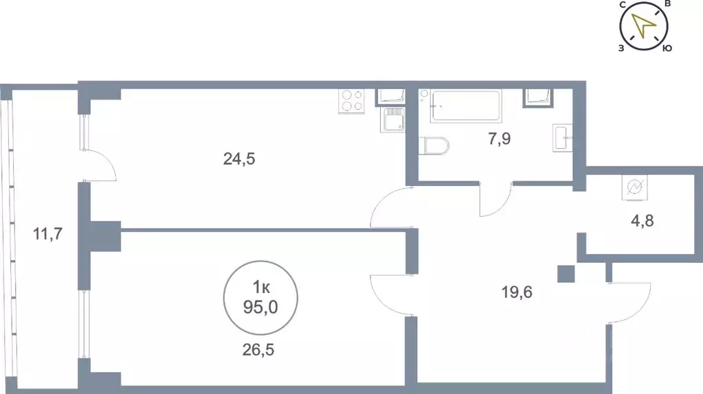 1-к кв. Ханты-Мансийский АО, Сургут тракт Югорский, 43 (95.0 м) - Фото 0