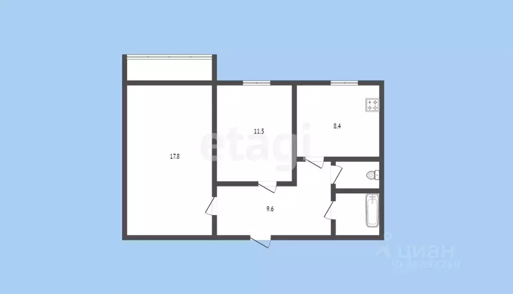 2-к кв. Карачаево-Черкесия, Черкесск ул. Космонавтов, 82 (51.0 м) - Фото 1