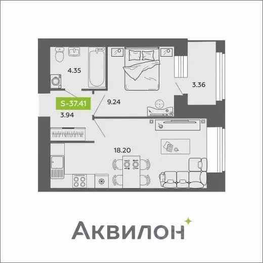 1-к кв. Архангельская область, Архангельск Аквилон Роса жилой комплекс ... - Фото 0
