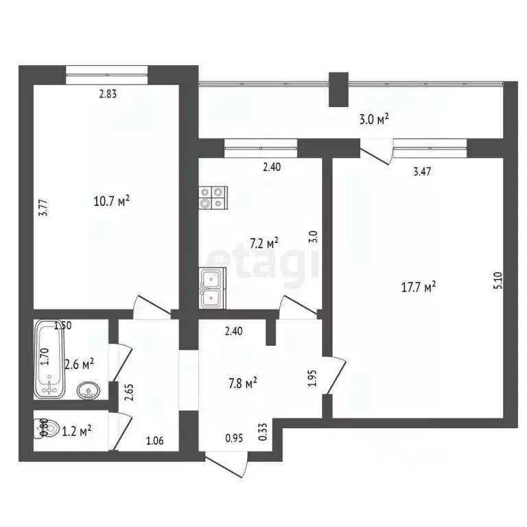 2-к кв. Мордовия, Саранск ул. Пушкина, 5с4 (47.2 м) - Фото 1