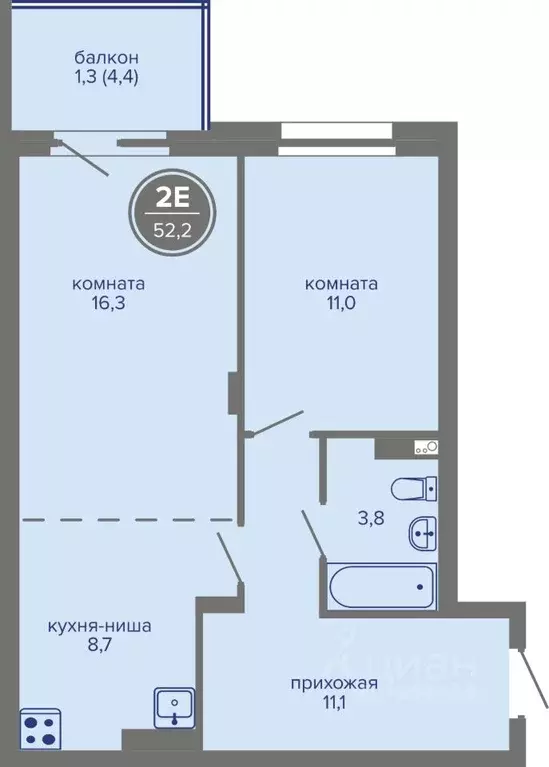 2-к кв. Пермский край, Пермь ш. Космонавтов (52.2 м) - Фото 1