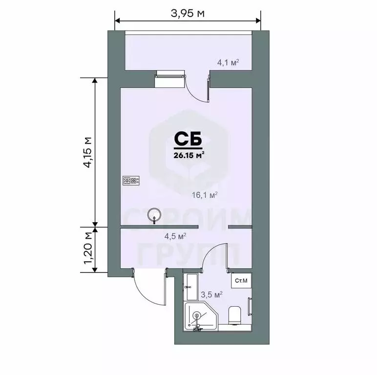 Квартира-студия: Ковров, улица Строителей, 39/3 (25.1 м) - Фото 1