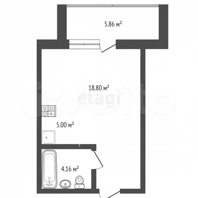 Квартира-студия, 28,2 м, 6/9 эт. - Фото 0